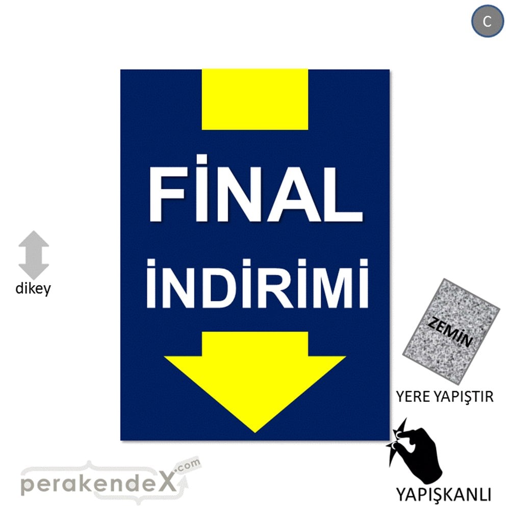 final indirimi YER ZEMİNE YAPIŞIR -dikdörtgen,tek yön baskı