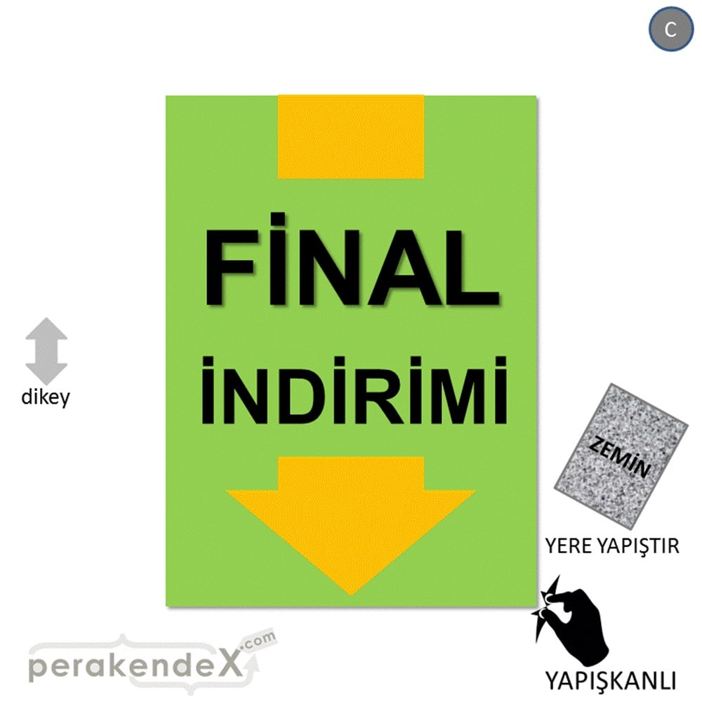 final indirimi YER ZEMİNE YAPIŞIR -dikdörtgen,tek yön baskı