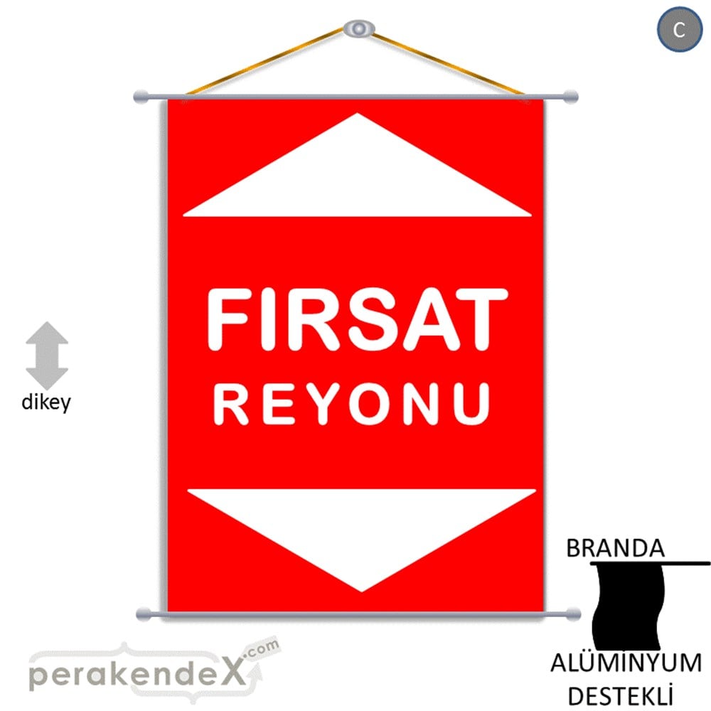 fırsat reyonu yönlendirme BRANDA AFİŞİ -dikdörtgen,tek yön baskı