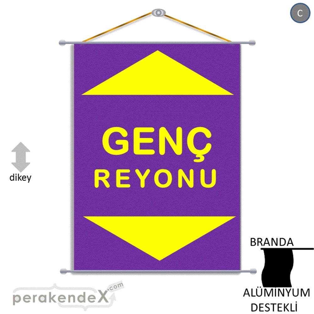 genç reyonu yönlendirme BRANDA AFİŞİ -dikdörtgen,tek yön baskı