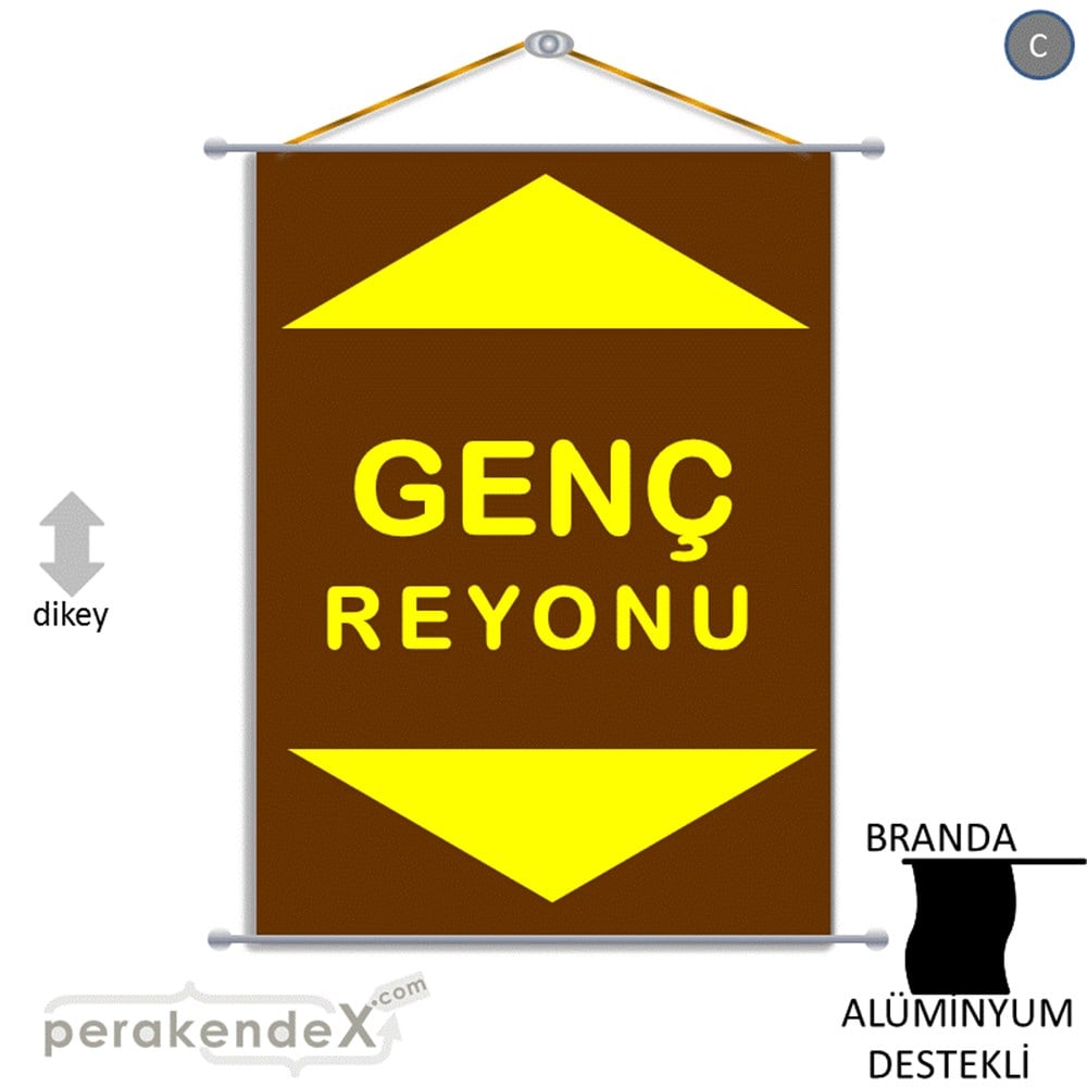 genç reyonu yönlendirme BRANDA AFİŞİ -dikdörtgen,tek yön baskı