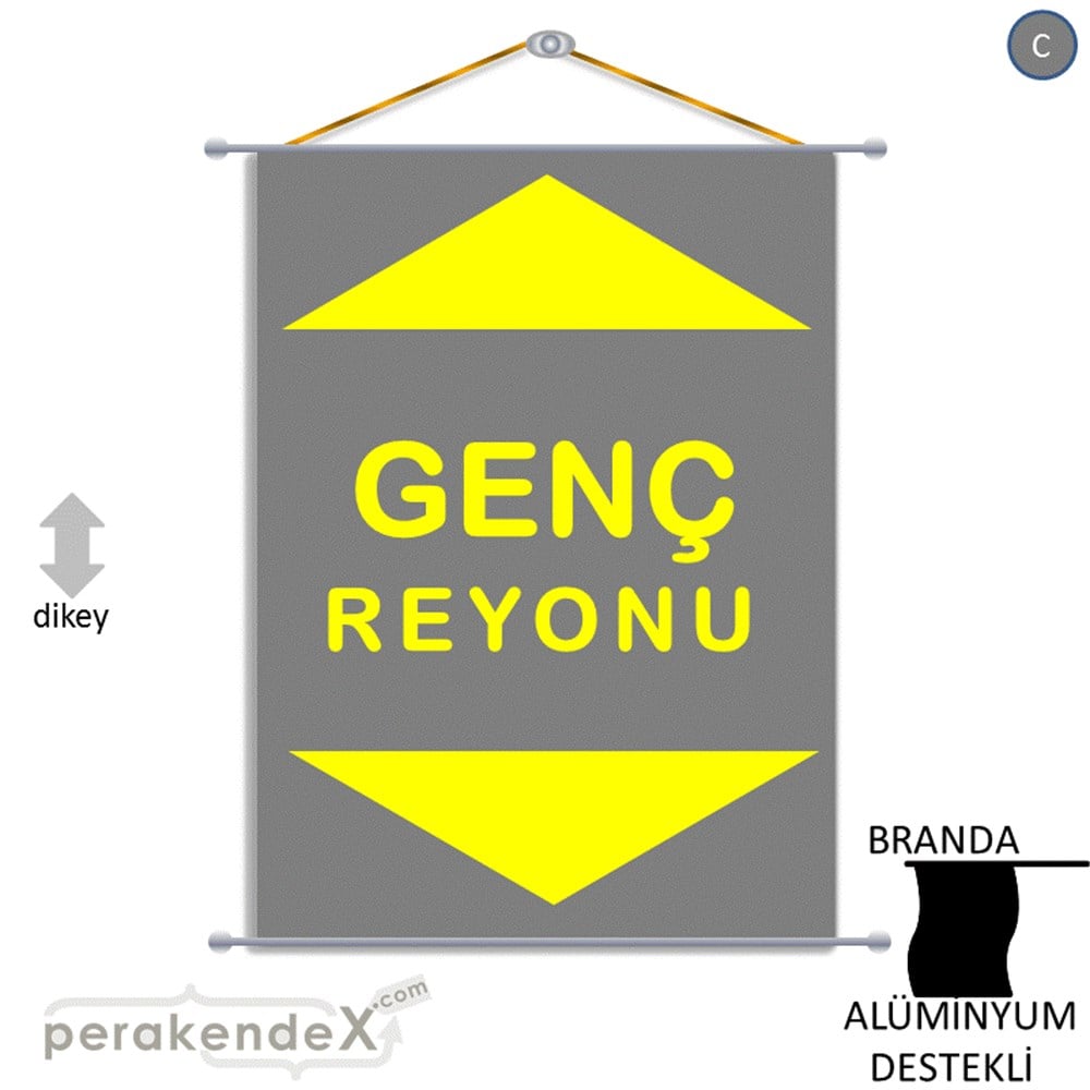 genç reyonu yönlendirme BRANDA AFİŞİ -dikdörtgen,tek yön baskı