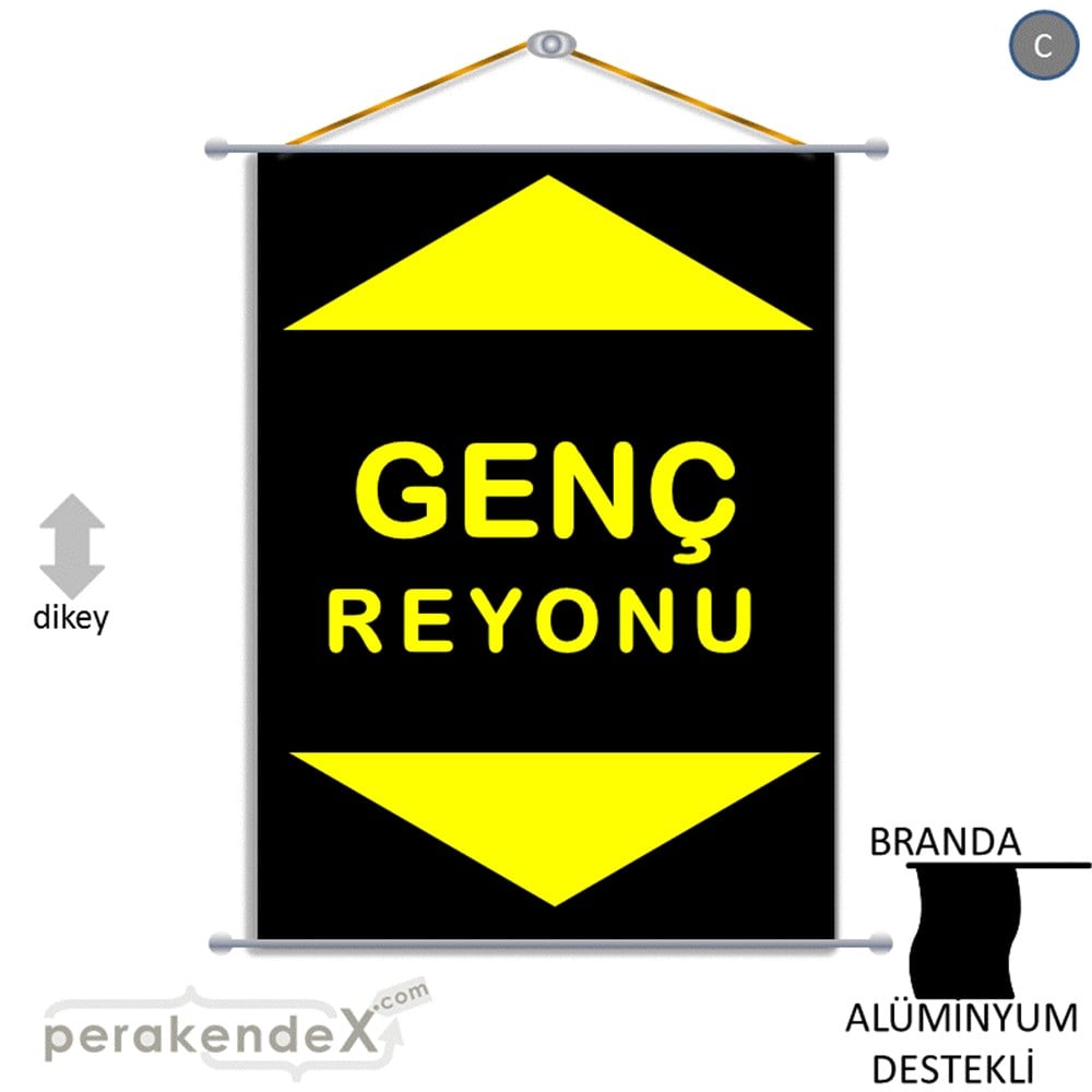 genç reyonu yönlendirme BRANDA AFİŞİ -dikdörtgen,tek yön baskı