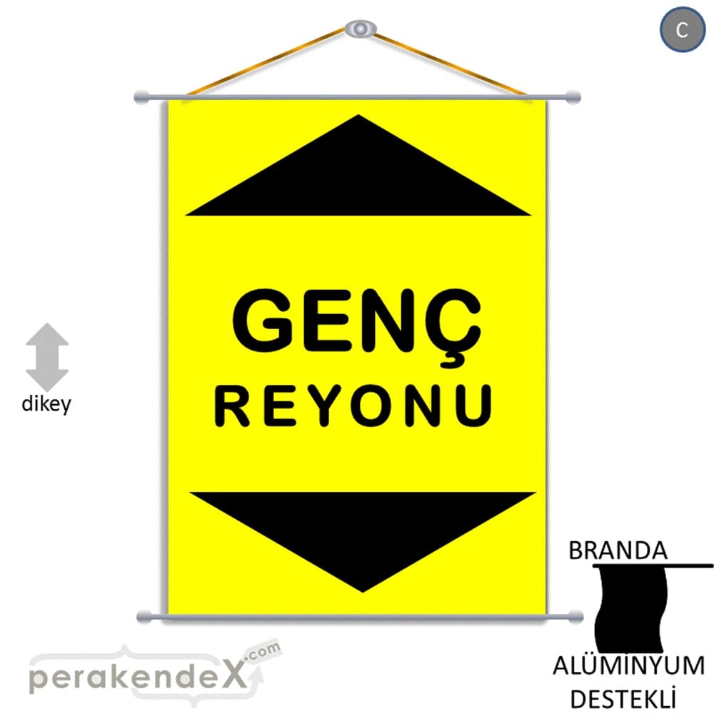 genç reyonu yönlendirme BRANDA AFİŞİ -dikdörtgen,tek yön baskı