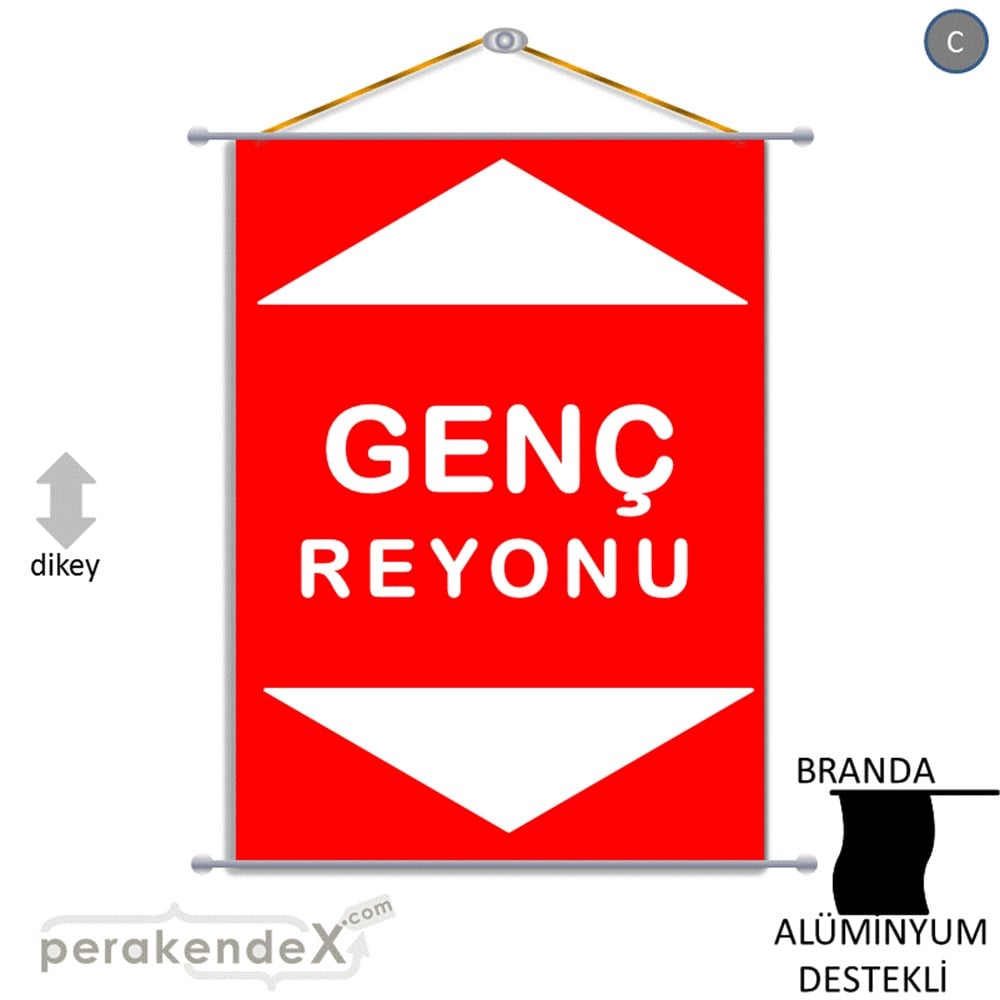 genç reyonu yönlendirme BRANDA AFİŞİ -dikdörtgen,tek yön baskı