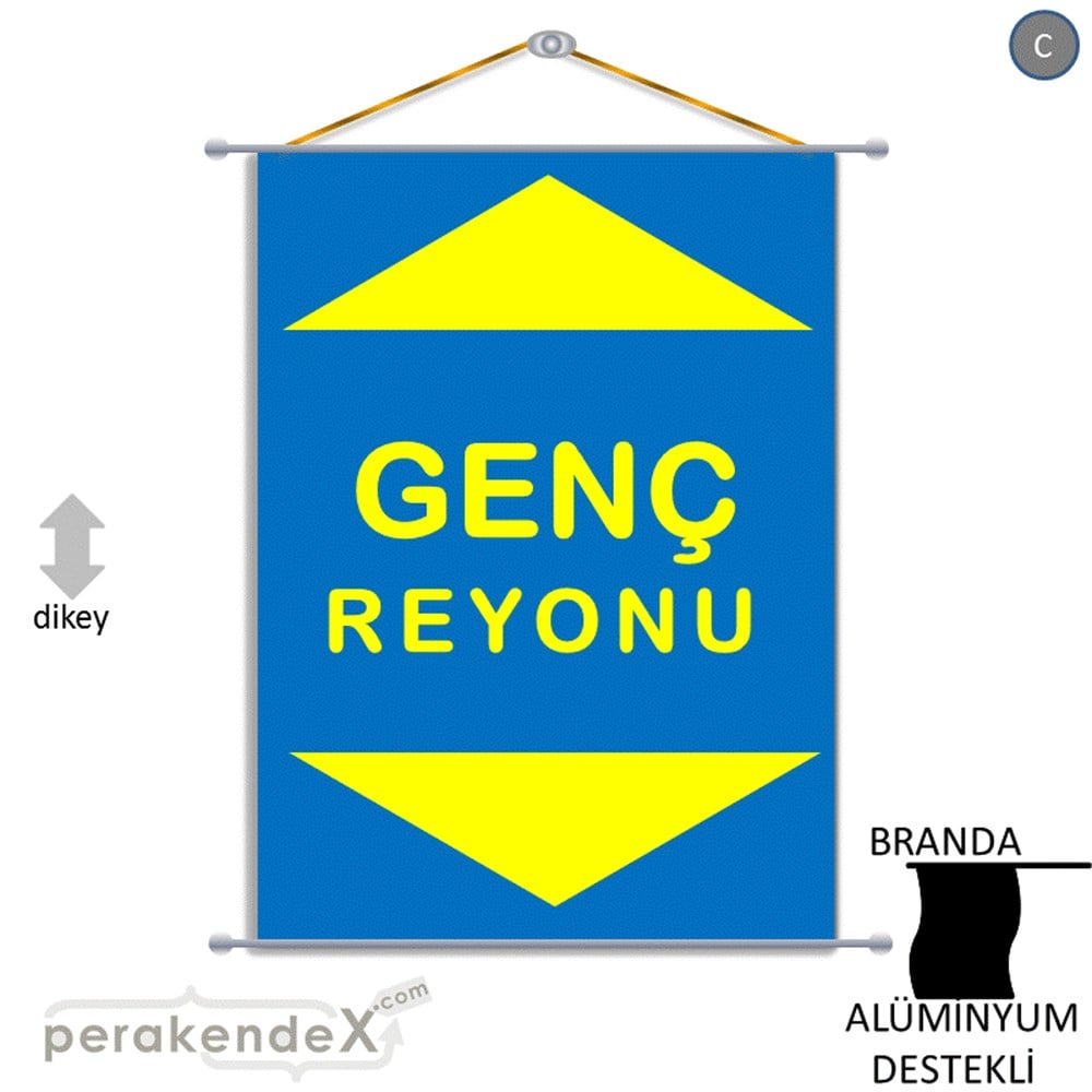 genç reyonu yönlendirme BRANDA AFİŞİ -dikdörtgen,tek yön baskı