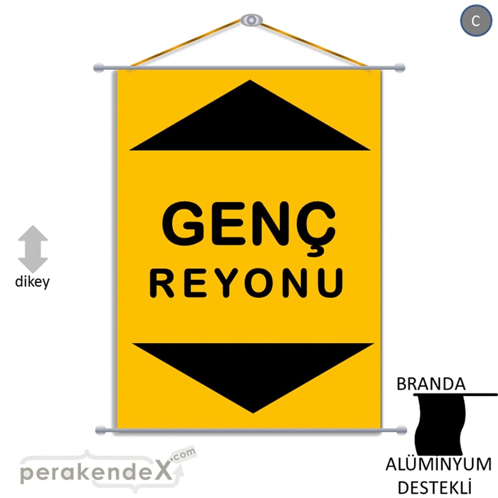 genç reyonu yönlendirme BRANDA AFİŞİ -dikdörtgen,tek yön baskı