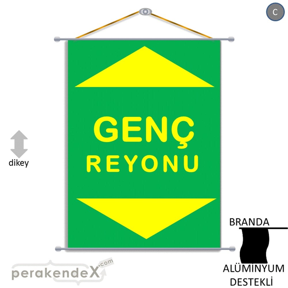genç reyonu yönlendirme BRANDA AFİŞİ -dikdörtgen,tek yön baskı