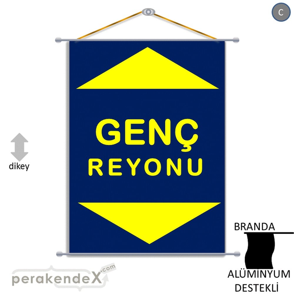 genç reyonu yönlendirme BRANDA AFİŞİ -dikdörtgen,tek yön baskı