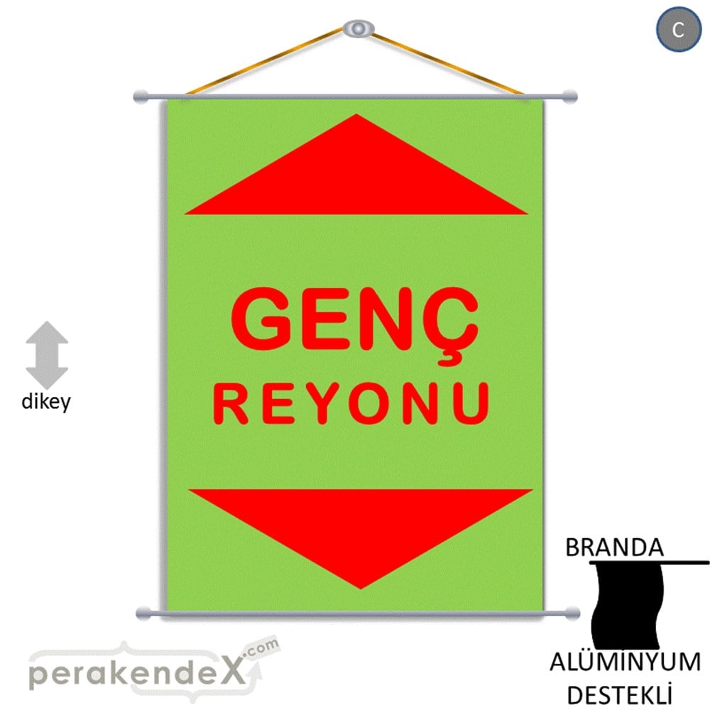 genç reyonu yönlendirme BRANDA AFİŞİ -dikdörtgen,tek yön baskı