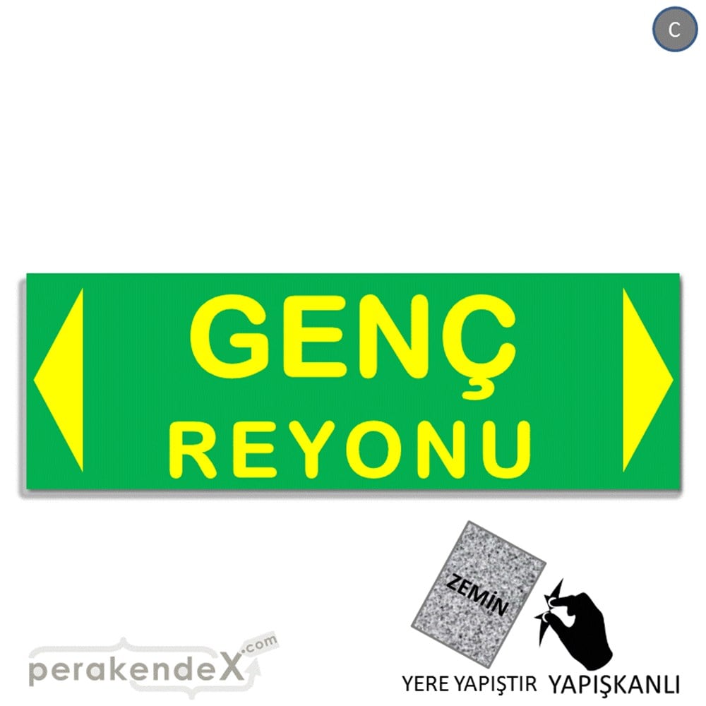 genç reyonu yönlendirme YER ZEMİNE YAPIŞAN BANNER -dikdörtgen,tek yön baskı