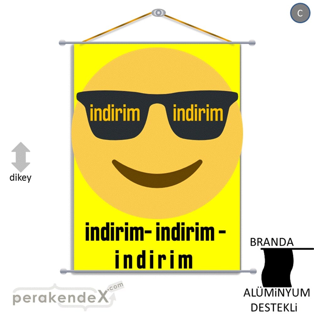 Güler Yüzlü Cool İndirim BRANDA POSTER,  AFİŞ -dikdörtgen,tek yön baskı