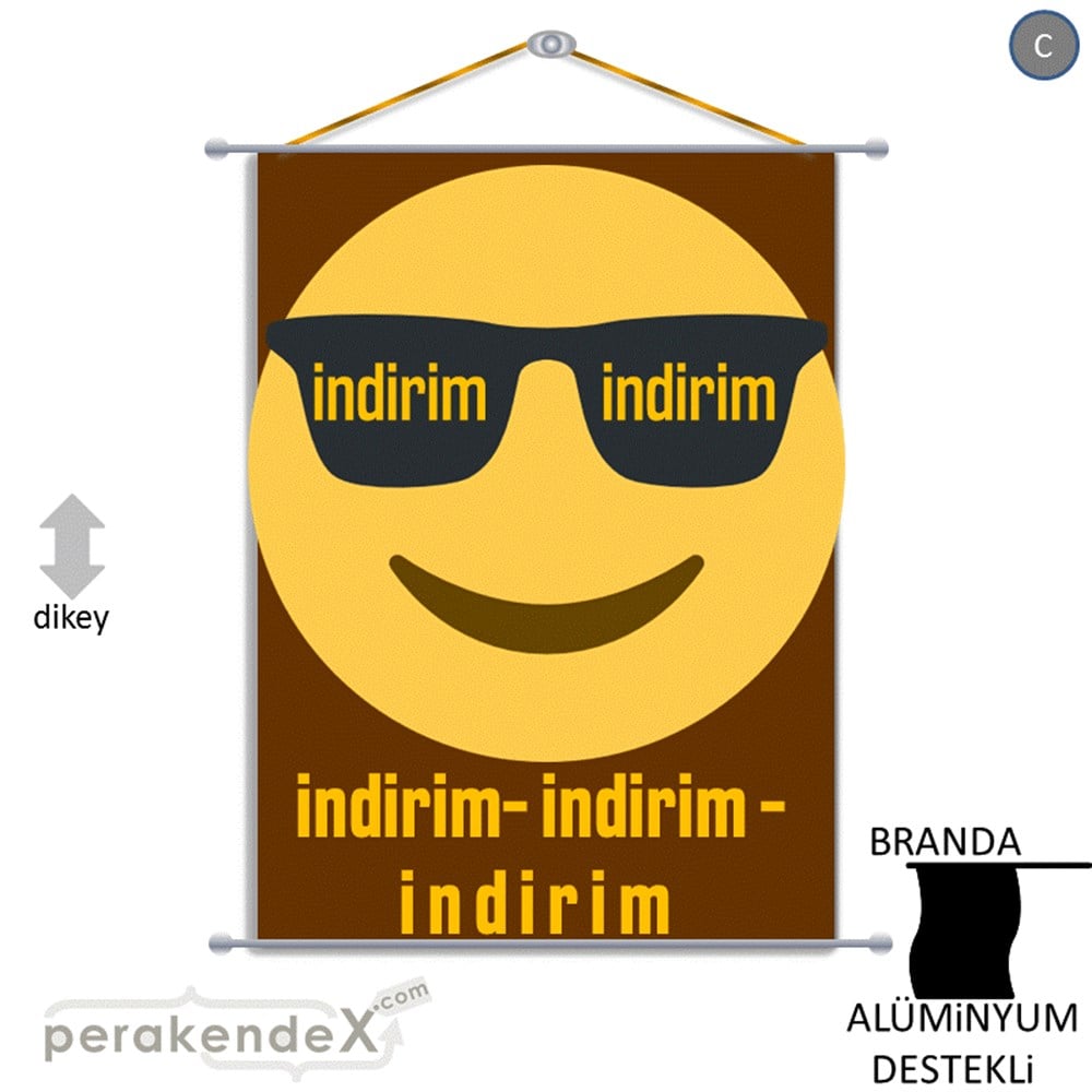Güler Yüzlü Cool İndirim BRANDA POSTER,  AFİŞ -dikdörtgen,tek yön baskı