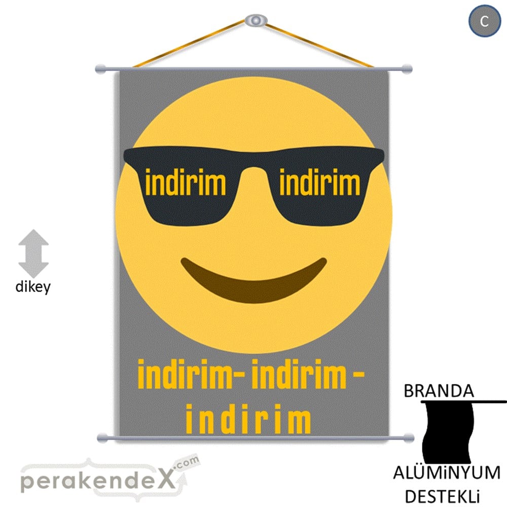 Güler Yüzlü Cool İndirim BRANDA POSTER,  AFİŞ -dikdörtgen,tek yön baskı