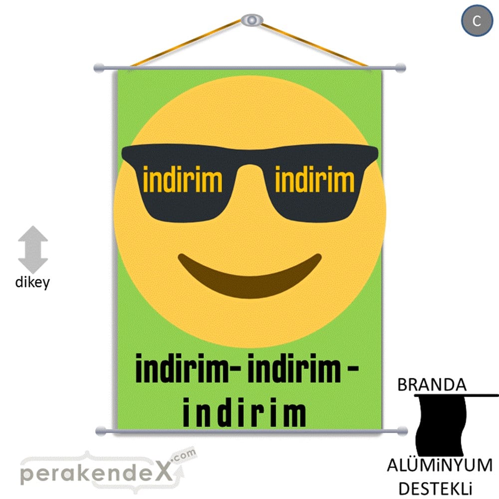 Güler Yüzlü Cool İndirim BRANDA POSTER,  AFİŞ -dikdörtgen,tek yön baskı