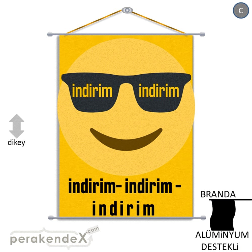 Güler Yüzlü Cool İndirim BRANDA POSTER,  AFİŞ -dikdörtgen,tek yön baskı