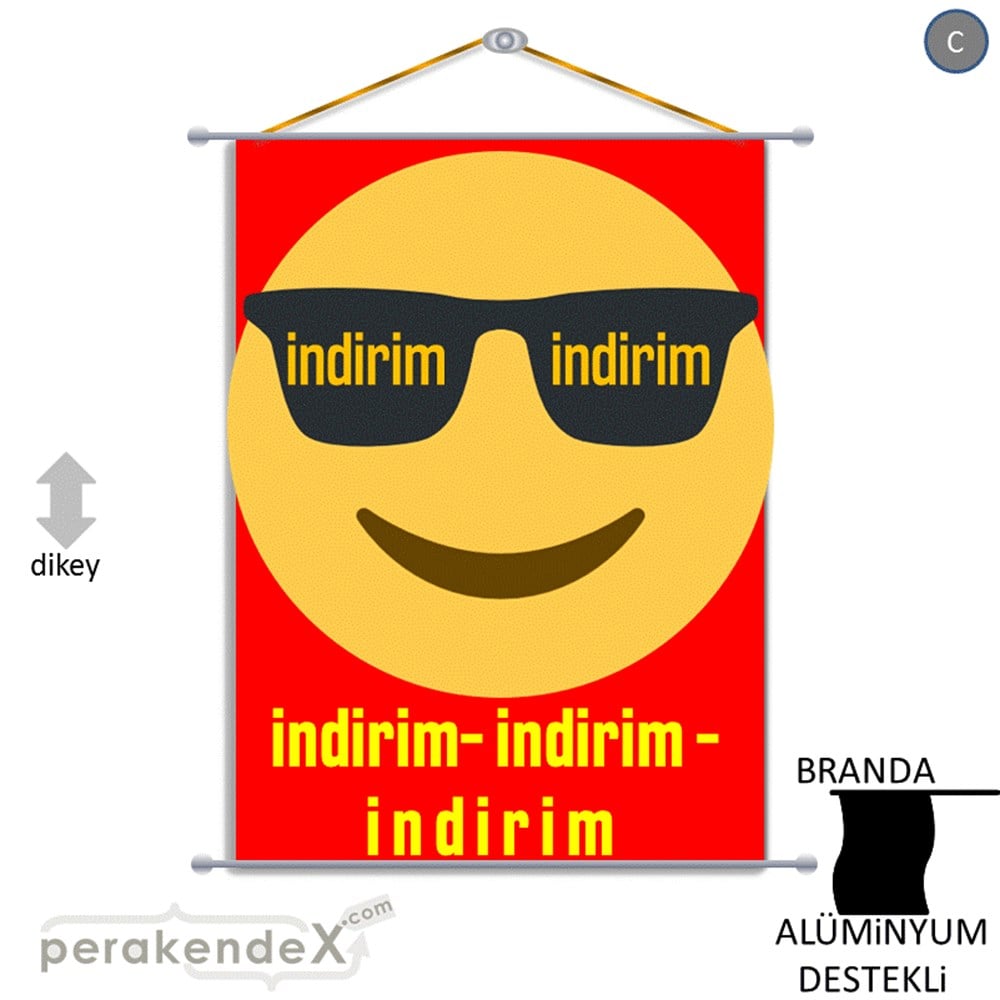 Güler Yüzlü Cool İndirim BRANDA POSTER,  AFİŞ -dikdörtgen,tek yön baskı