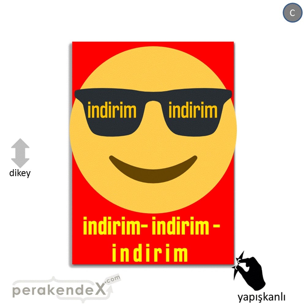 Güler Yüzlü Cool İndirim VİTRİN - CAM FOLYO,  VİNİL -dikdörtgen,tek yön baskı