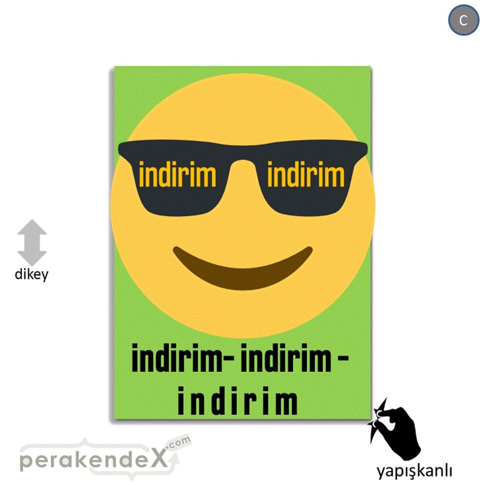 Güler Yüzlü Cool İndirim VİTRİN - CAM FOLYO,  VİNİL -dikdörtgen,tek yön baskı