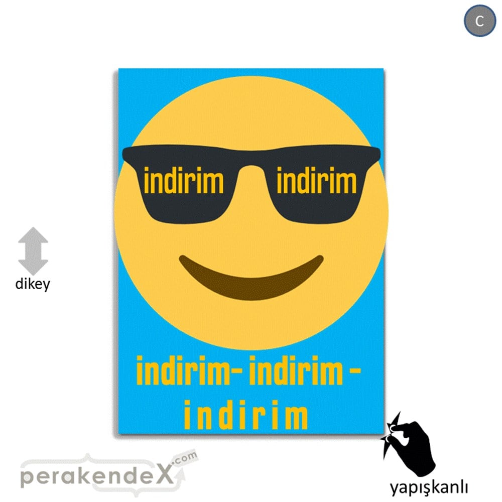Güler Yüzlü Cool İndirim VİTRİN - CAM FOLYO,  VİNİL -dikdörtgen,tek yön baskı