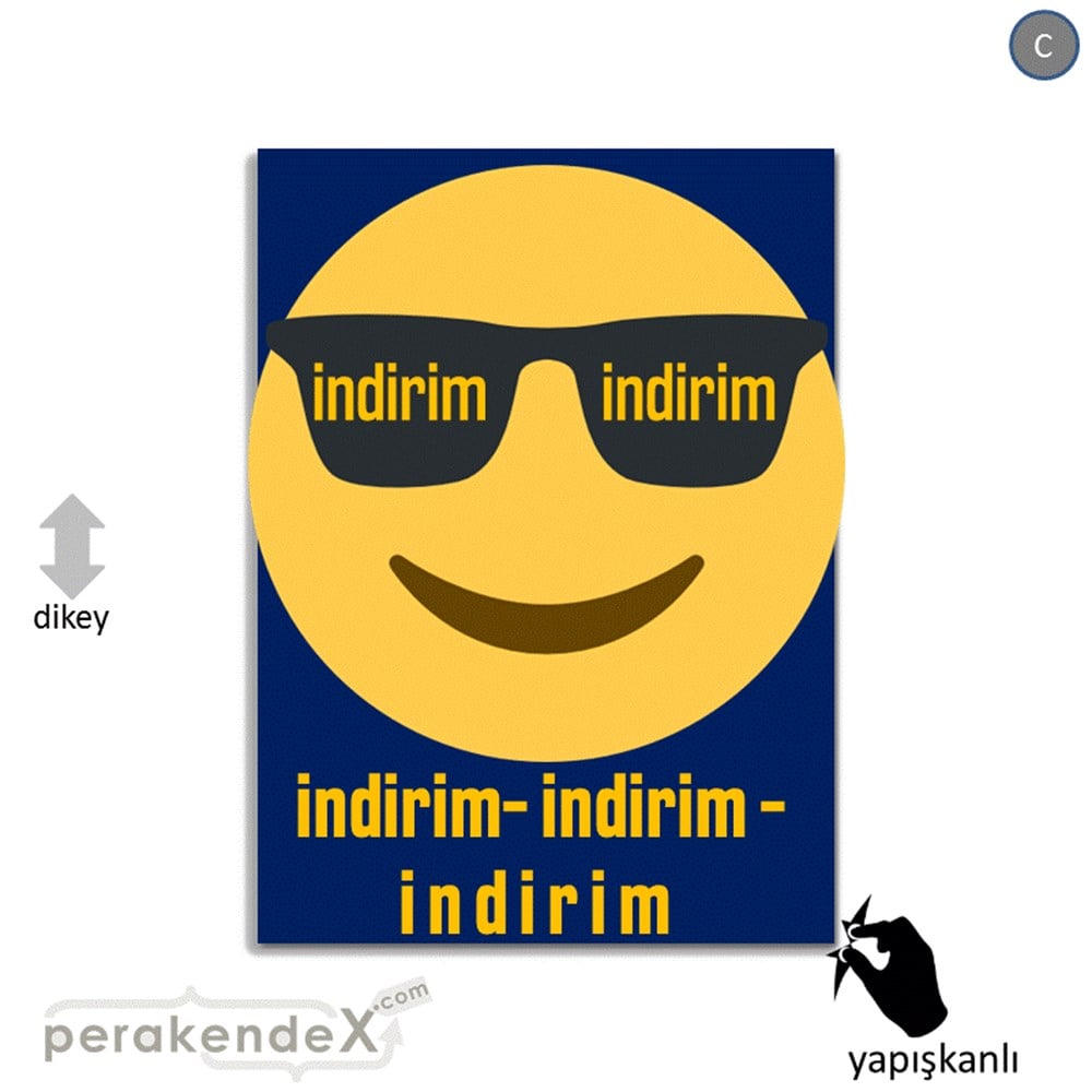 Güler Yüzlü Cool İndirim VİTRİN - CAM FOLYO,  VİNİL -dikdörtgen,tek yön baskı