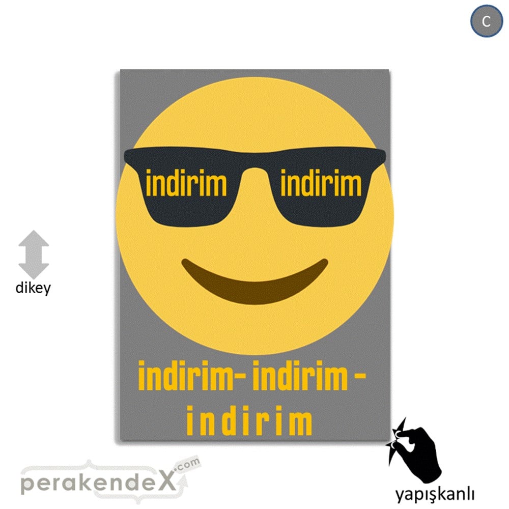 Güler Yüzlü Cool İndirim VİTRİN - CAM FOLYO,  VİNİL -dikdörtgen,tek yön baskı
