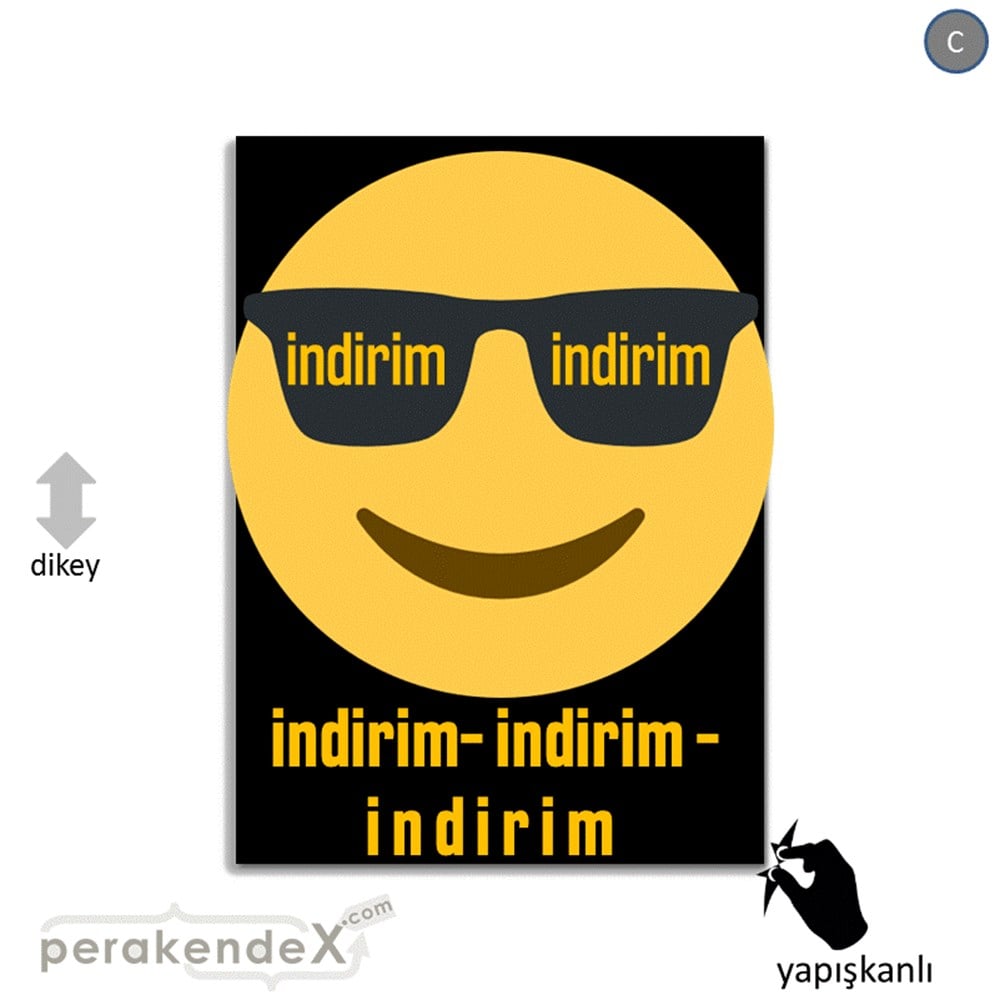 Güler Yüzlü Cool İndirim VİTRİN - CAM FOLYO,  VİNİL -dikdörtgen,tek yön baskı