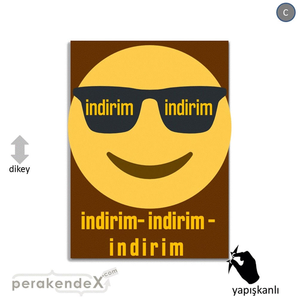 Güler Yüzlü Cool İndirim VİTRİN - CAM FOLYO,  VİNİL -dikdörtgen,tek yön baskı