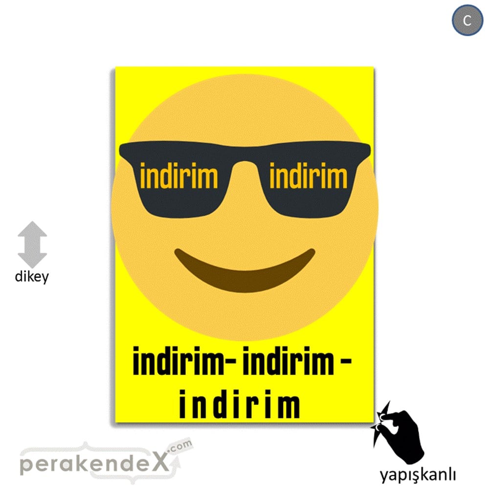 Güler Yüzlü Cool İndirim VİTRİN - CAM FOLYO,  VİNİL -dikdörtgen,tek yön baskı