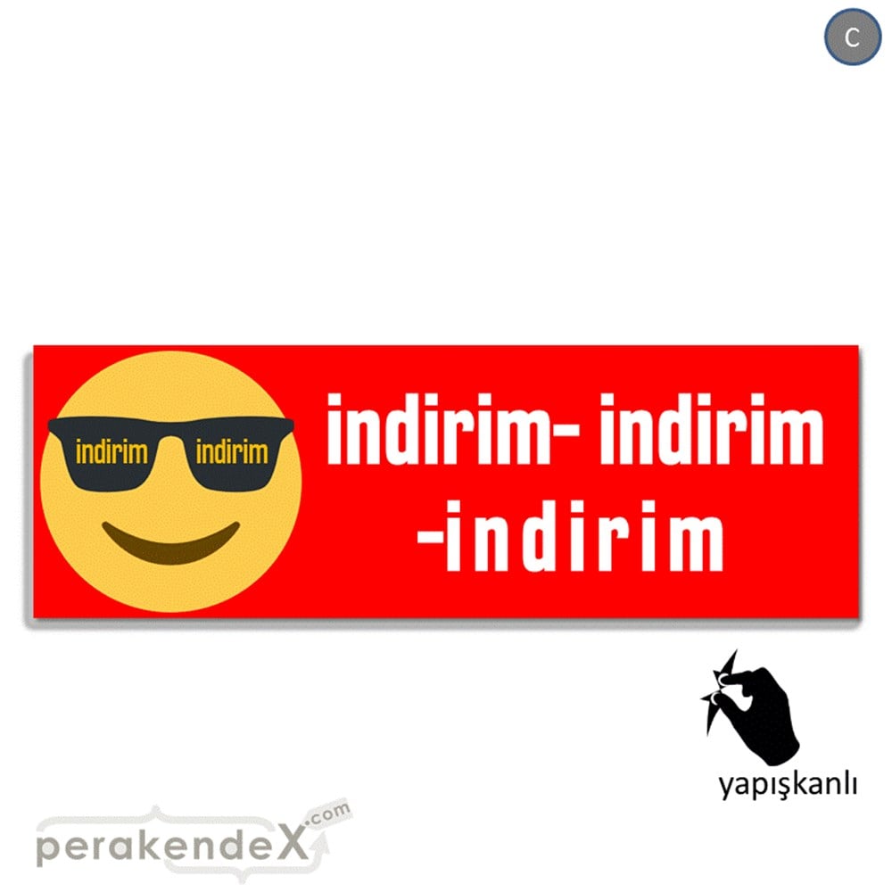 Güler Yüzlü Cool İndirim VİTRİN, CAM FOLYO,  VİNİL (BANNER) -dikdörtgen,tek yön baskı