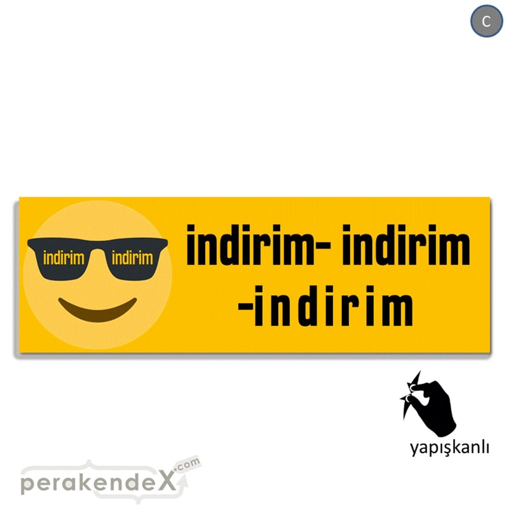 Güler Yüzlü Cool İndirim VİTRİN, CAM FOLYO,  VİNİL (BANNER) -dikdörtgen,tek yön baskı