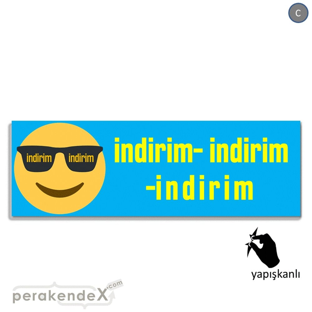 Güler Yüzlü Cool İndirim VİTRİN, CAM FOLYO,  VİNİL (BANNER) -dikdörtgen,tek yön baskı