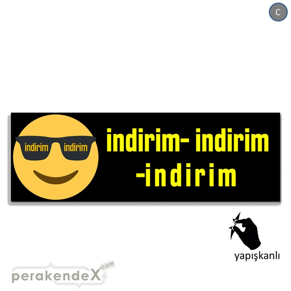 Güler Yüzlü Cool İndirim VİTRİN, CAM FOLYO,  VİNİL (BANNER) -dikdörtgen,tek yön baskı