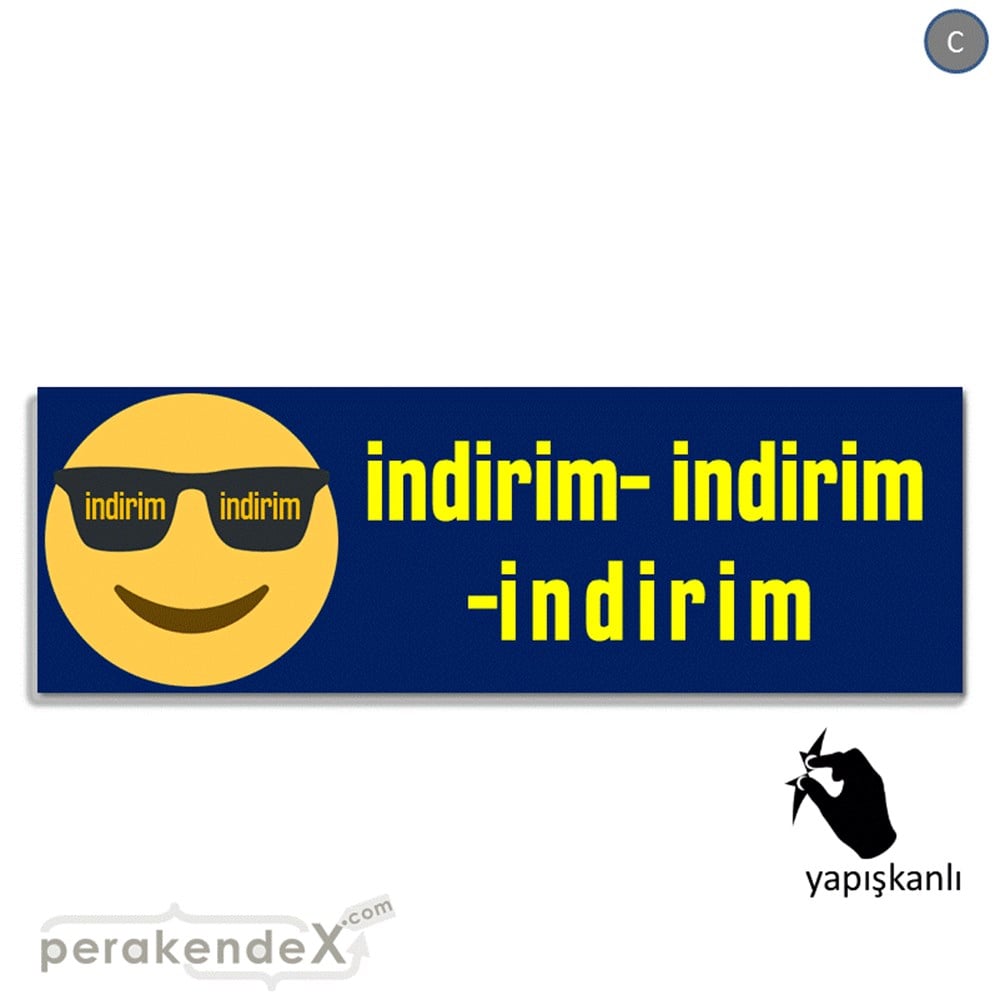 Güler Yüzlü Cool İndirim VİTRİN, CAM FOLYO,  VİNİL (BANNER) -dikdörtgen,tek yön baskı