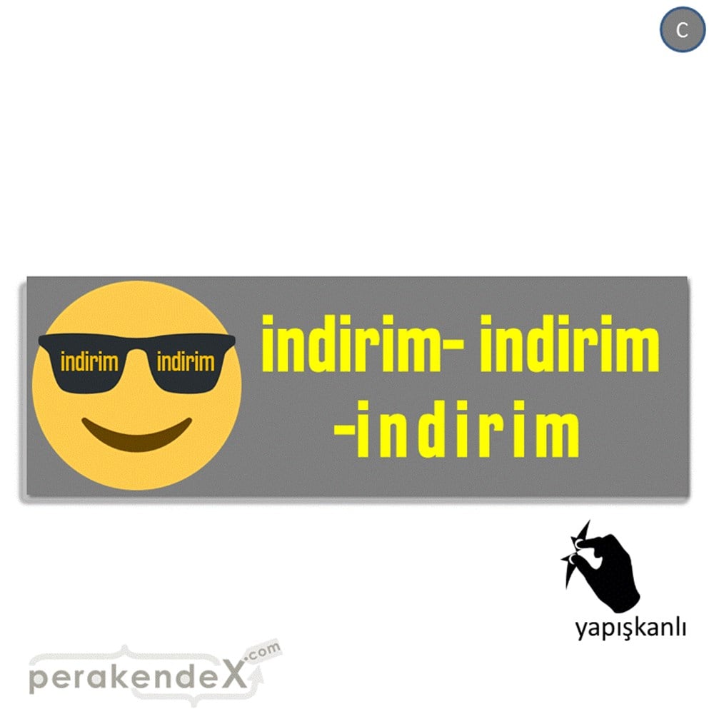 Güler Yüzlü Cool İndirim VİTRİN, CAM FOLYO,  VİNİL (BANNER) -dikdörtgen,tek yön baskı