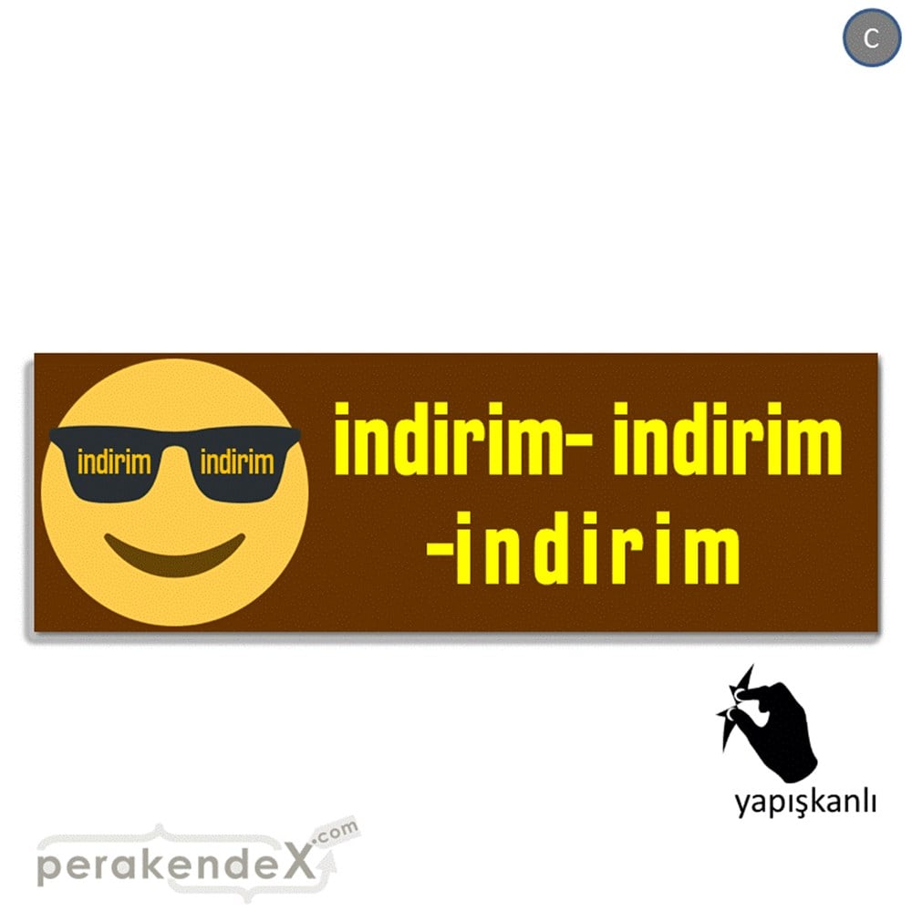 Güler Yüzlü Cool İndirim VİTRİN, CAM FOLYO,  VİNİL (BANNER) -dikdörtgen,tek yön baskı