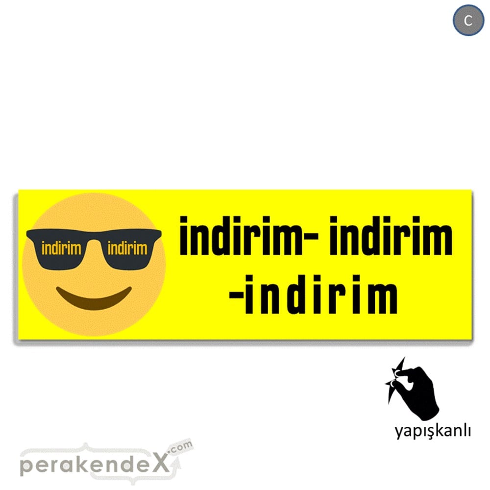 Güler Yüzlü Cool İndirim VİTRİN, CAM FOLYO,  VİNİL (BANNER) -dikdörtgen,tek yön baskı