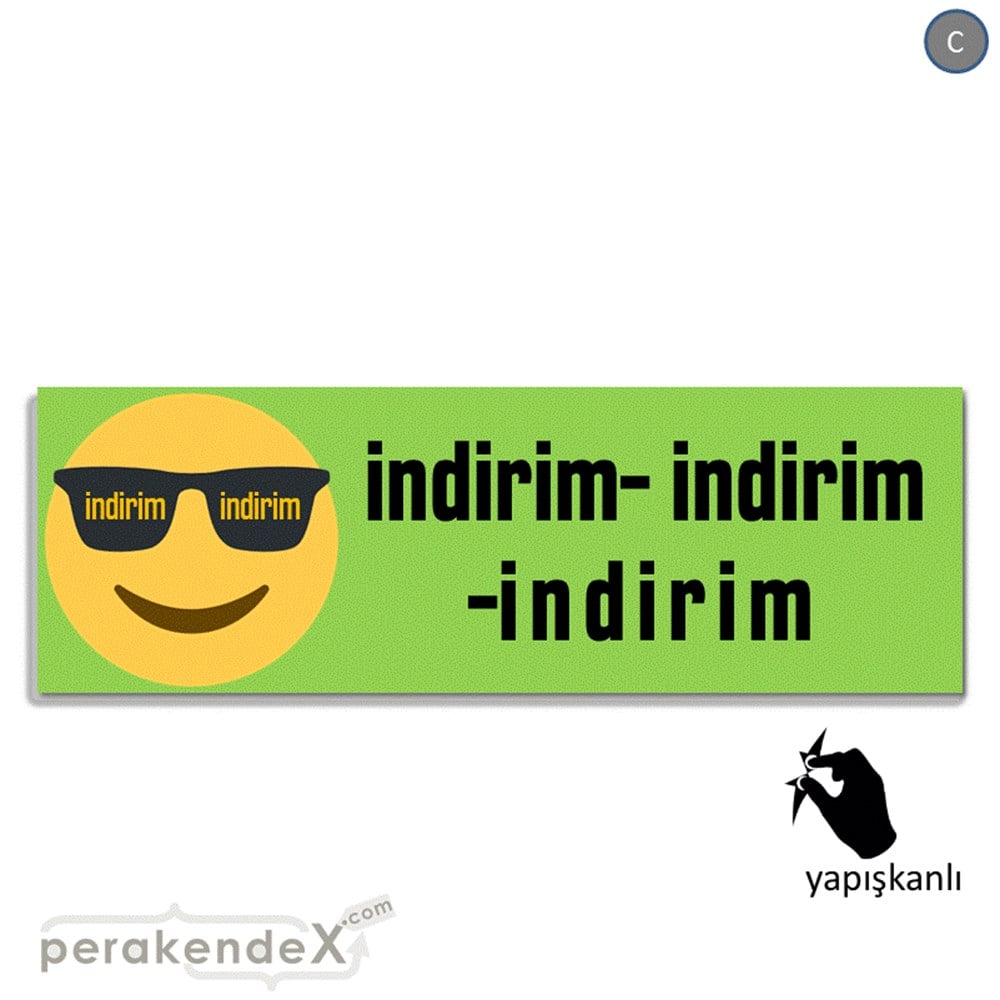 Güler Yüzlü Cool İndirim VİTRİN, CAM FOLYO,  VİNİL (BANNER) -dikdörtgen,tek yön baskı