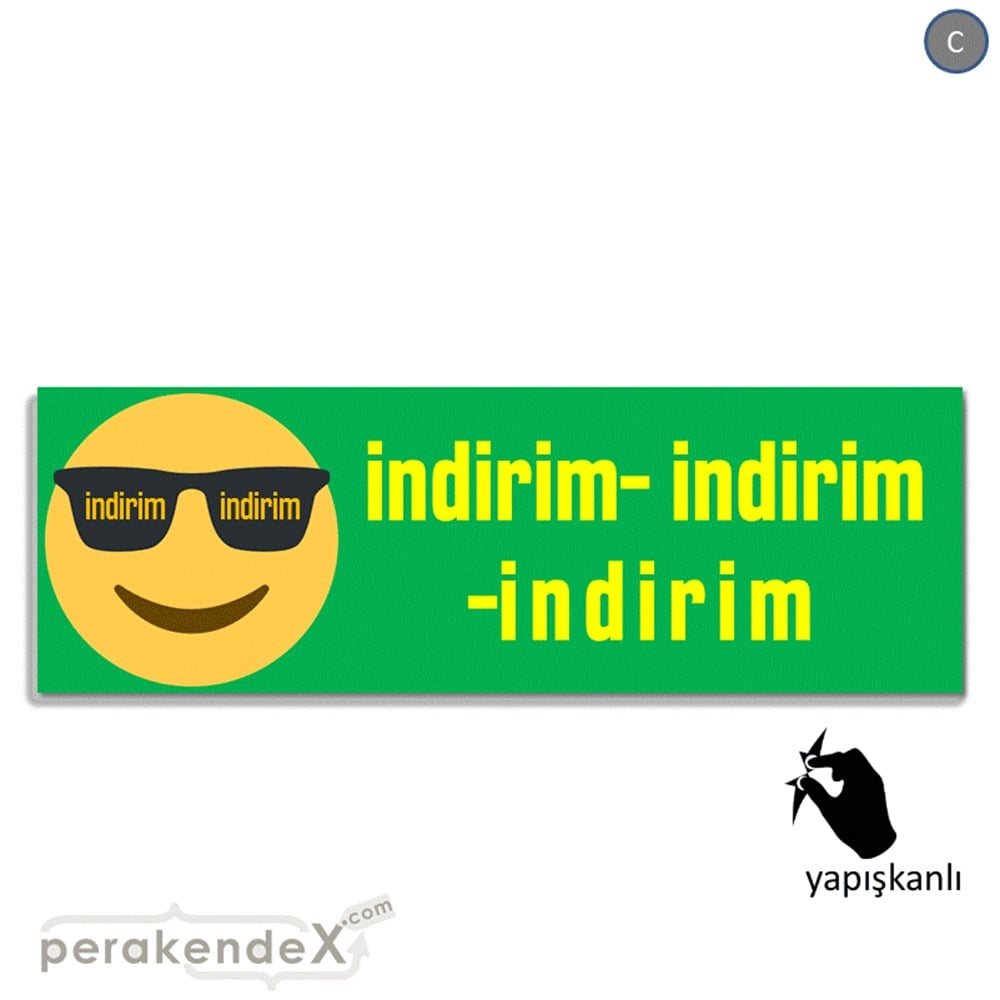 Güler Yüzlü Cool İndirim VİTRİN, CAM FOLYO,  VİNİL (BANNER) -dikdörtgen,tek yön baskı