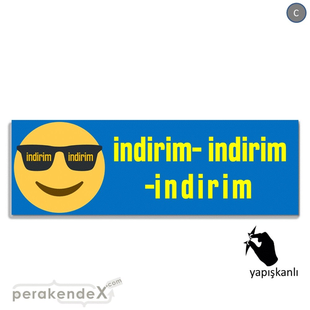 Güler Yüzlü Cool İndirim VİTRİN, CAM FOLYO,  VİNİL (BANNER) -dikdörtgen,tek yön baskı