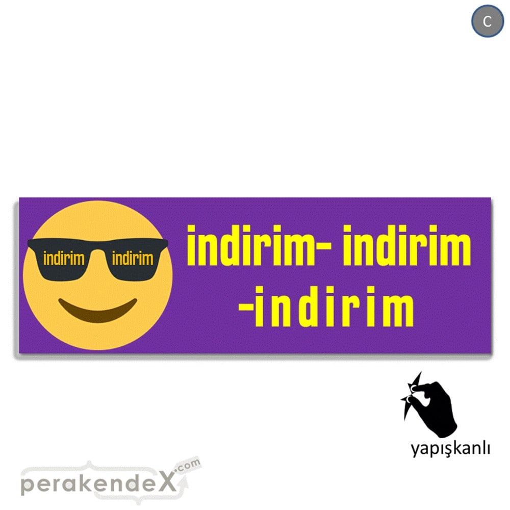 Güler Yüzlü Cool İndirim VİTRİN, CAM FOLYO,  VİNİL (BANNER) -dikdörtgen,tek yön baskı