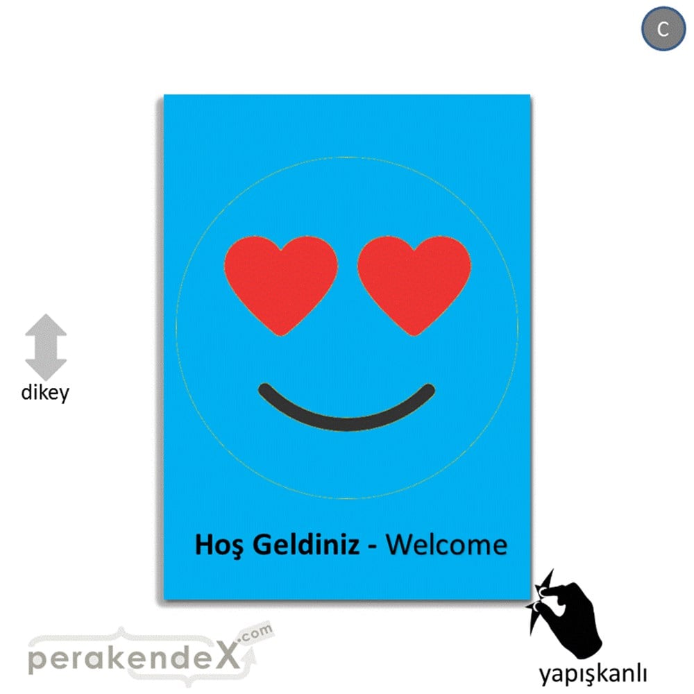 Hoş Geldiniz Welcome VİTRİN - CAM FOLYO,  VİNİL -dikdörtgen,tek yön baskı