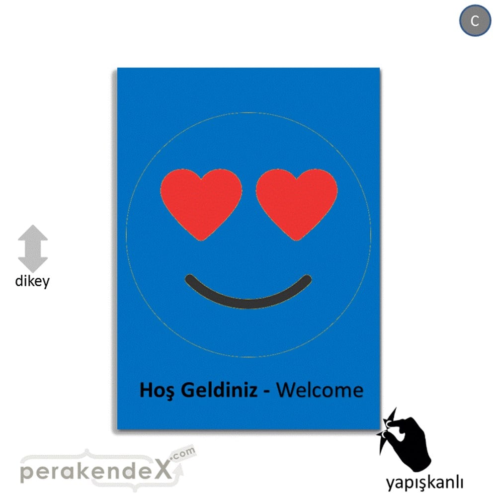 Hoş Geldiniz Welcome VİTRİN - CAM FOLYO,  VİNİL -dikdörtgen,tek yön baskı