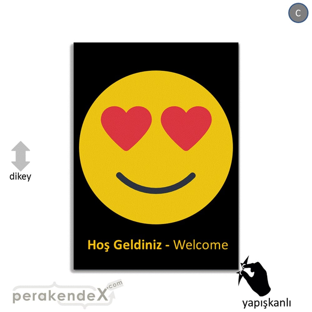 Hoş Geldiniz Welcome VİTRİN - CAM FOLYO,  VİNİL -dikdörtgen,tek yön baskı