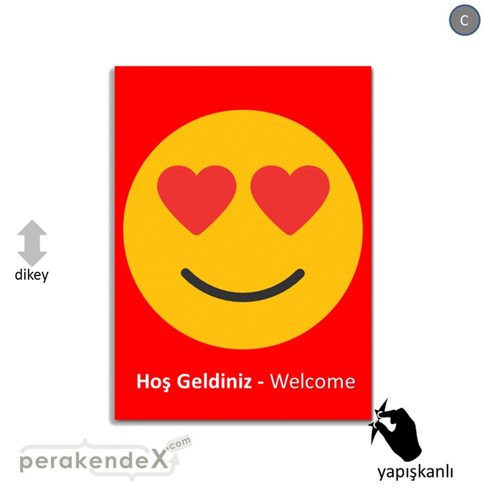 Hoş Geldiniz Welcome VİTRİN - CAM FOLYO,  VİNİL -dikdörtgen,tek yön baskı