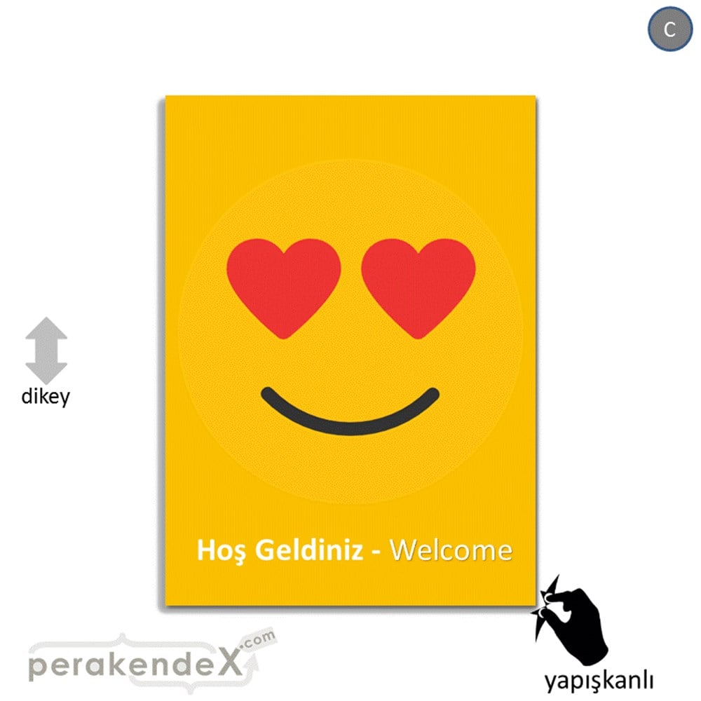 Hoş Geldiniz Welcome VİTRİN - CAM FOLYO,  VİNİL -dikdörtgen,tek yön baskı