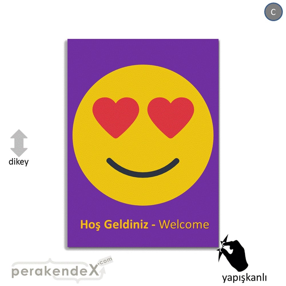 Hoş Geldiniz Welcome VİTRİN - CAM FOLYO,  VİNİL -dikdörtgen,tek yön baskı
