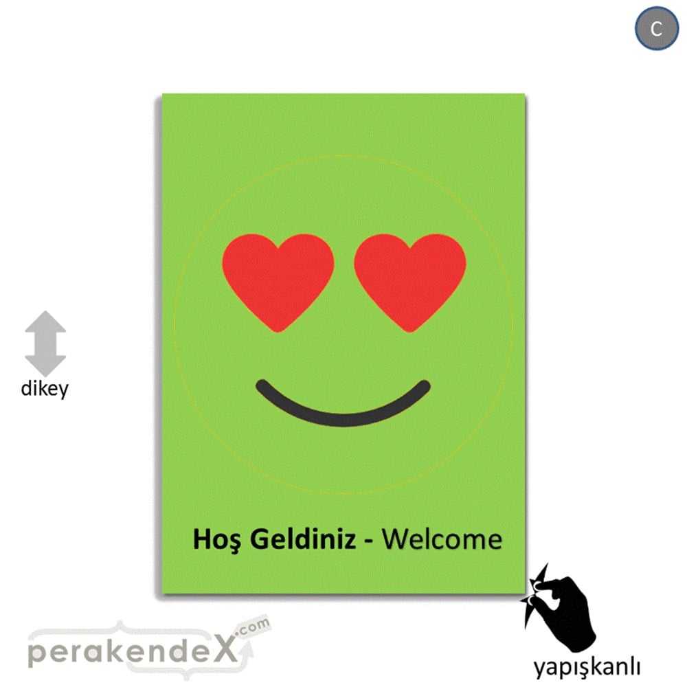 Hoş Geldiniz Welcome VİTRİN - CAM FOLYO,  VİNİL -dikdörtgen,tek yön baskı