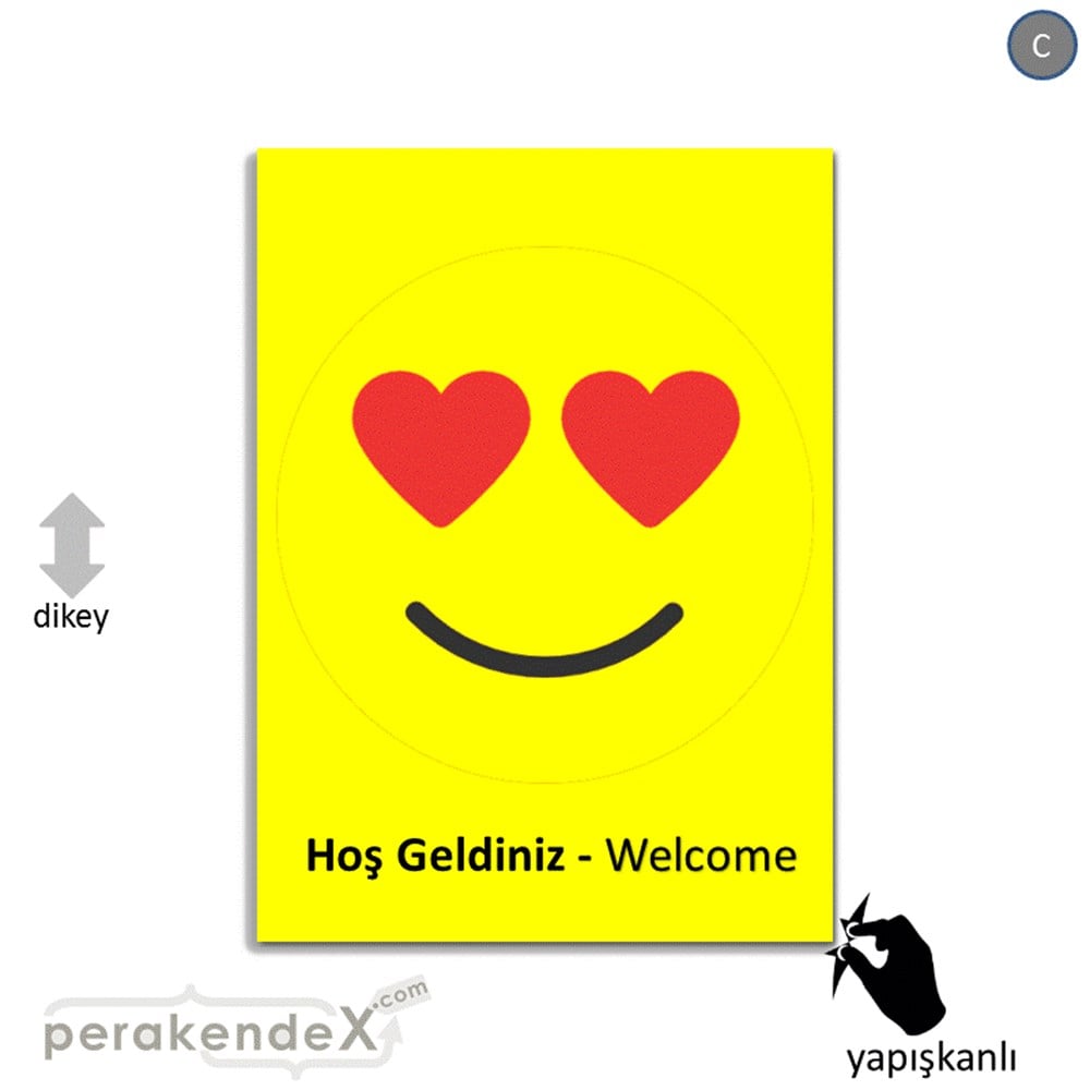 Hoş Geldiniz Welcome VİTRİN - CAM FOLYO,  VİNİL -dikdörtgen,tek yön baskı