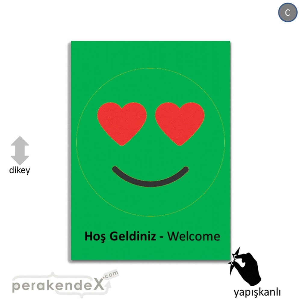 Hoş Geldiniz Welcome VİTRİN - CAM FOLYO,  VİNİL -dikdörtgen,tek yön baskı